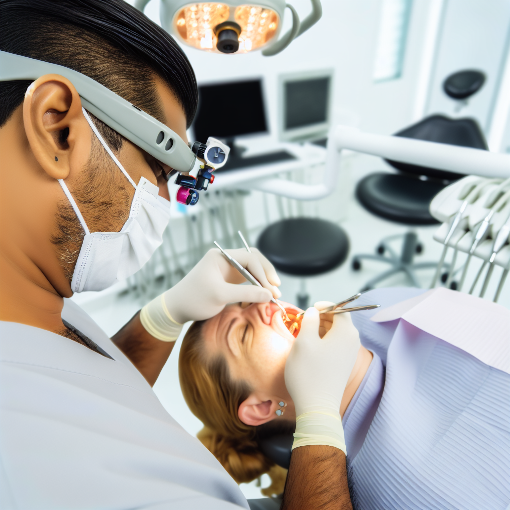 רופא שיניים מבצע ניתוח הרמת סינוס בקליניקה מודרנית