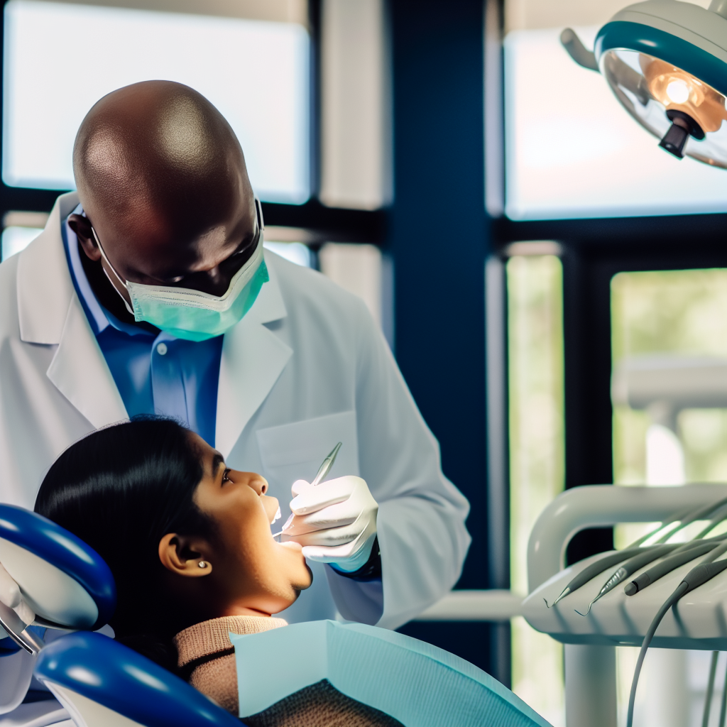 רופא שיניים בודק שיניים של מטופל במרפאה מודרנית